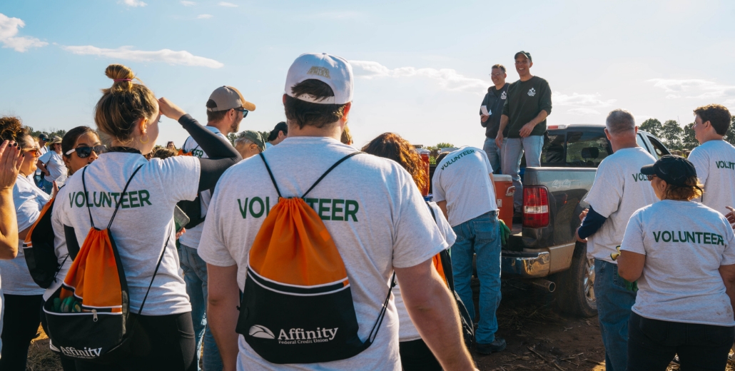 affinity employees meeting after a long day of charity work