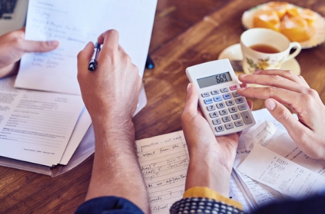 a couple reviewing their finances