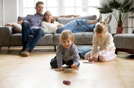 a family in their TV room