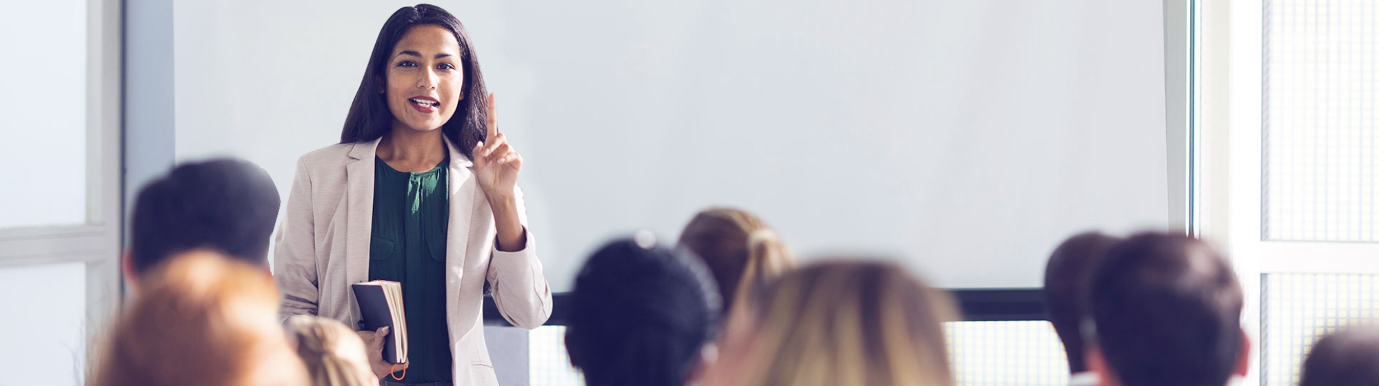 Woman giving a lecture about credit counseling